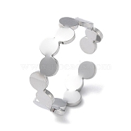 304 Stainless Steel Open Cuff Rings, Flat Round, Stainless Steel Color, Inner Diameter: 17.8mm(RJEW-H219-02P)