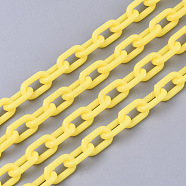 Opaque Acrylic Cable Chains, Oval, Yellow, 13x8x2mm, 19.68 inch(50cm)/strand(X-SACR-N010-002K)