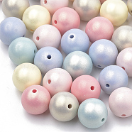 Spray Painted Style Acrylic Beads, Rubberized, Round, Mixed Color, 8mm, Hole: 1mm(X-MACR-T010-8mm)