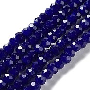 Baking Painted Imitation Jade Glass Bead Strands, Faceted Rondelle, Midnight Blue, 6x5mm, Hole: 1.2mm, about 85pcs/strand, 16.73''(42.5cm)(X-DGLA-A034-J6MM-A33)