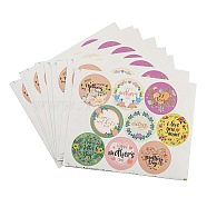 Mother's Day Paper Sticker, Self-adhesion, for Suitcase, Skateboard, Refrigerator, Helmet, Mobile Phone Shell, Mixed Color, Round, 108x131x0.2mm, Round: 40mm, 9 style/pc, 10 pcs/set(STIC-G002-01B)