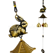 Alloy Wind Chimes Hanging Ornaments with Bell, Rabbit, 460~490mm(WICH-PW0002-01D)