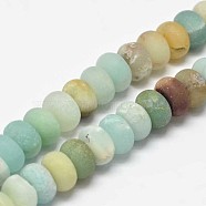 Frosted Rondelle Natural Flower Amazonite Beads Strands, 10x6mm, Hole: 1mm, about 63pcs/strand, 15.5 inch(G-K094-10x6mm-B)