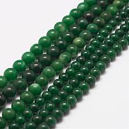 Natural Taiwan Jade Bead Strands, Round, Dyed & Heated, Dark Green, 6~8mm, Hole: 0.5mm, about 50~65pcs/strand, 15.7 inch(40cm)(G-G666-05A)