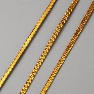 Nylon Braided Ribbon, Clothes Accessories, Flat, Gold, 1/8 inch(3mm), about 109.36 Yards(100m)/Bundle(OCOR-WH0078-71A)