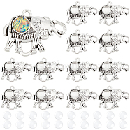 PandaHall Elite 40Pcs 2 Style Tibetan Style Alloy Pendant Cabochon Settings, with Clear Dome Glass Cabochons, Cadmium Free & Lead Free, Elephant, Antique Silver, Tray: 10mm, Pendant Cabochon Settings: 32x41x4mm, Hole: 3mm, 20pcs/box(FIND-PH0004-86)