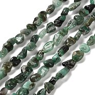 Natural Emerald Beads Strands, Nuggets, Tumbled Stone, 7~13x4.5~10x4.5~10mm, Hole: 1.2mm, about 44~46pcs/strand, 15.08~16.14 inch(38.3~41cm)(G-P497-01E-15)