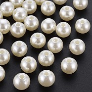 Plastic Beads, Imitation Pearl Beads, Round, Creamy White, 10x9.5mm, Hole: 2.5mm(KY-N017-004B-01)