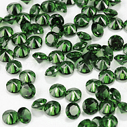 Diamond Shaped Cubic Zirconia Pointed Back Cabochons, Faceted, Green, 10mm(ZIRC-R004-10mm-08)