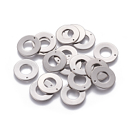 201 Stainless Steel Pendants, Ring, Stainless Steel Color, 16x1mm, Hole: 0.8mm(STAS-L234-051P)