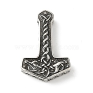 304 Stainless Steel Manual Polishing Pendants, Thor's Hammer, Antique Silver, 35x24x8mm, Hole: 4.5mm(STAS-G274-27AS)