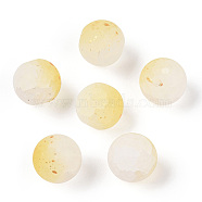 Frosted Baking Painted Crackle Glass Beads with Glitter Powder, Two Tone, Round, Champagne Yellow, 6x5.5mm, Hole: 1.4mm, about 3330pcs/1000g(DGLA-T004-6mm-01I)