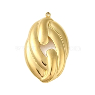 Ion Plating(IP) 304 Stainless Steel Pendants, Oval Charm, Real 18K Gold Plated, 41x24x4.5mm, Hole: 2mm(STAS-C104-42G)