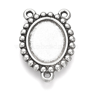Tibetan Style Alloy Cabochon Connector Settings, Chandelier Components Links, Cadmium Free & Lead Free, Oval, Antique Silver, Tray: 15x11mm, 25x17.5x2mm, Hole: 1.5mm, about 350pcs/1000g(TIBE-Q075-21AS-LF)