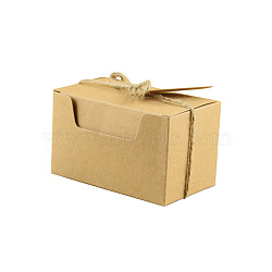 Kraft Paper Gift Box, Wedding Decoration, Baby Shower Candy Packaging Box, Cartons Chocolate Wedding Party Gifts For Guests, with Hemp Rope, BurlyWood, 10x6x6cm, Rope: about 54.3x1cm, Tap: 5x2.4cm(CON-WH0022-04)