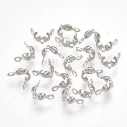 Iron Bead Tips, Calotte End Caps, Clamshell Knot Cover for DIY Crafting, Platinum, 7.5x4mm, Hole: 1mm, Inner Diameter: 3mm(E248Y)