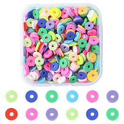 Handmade Polymer Clay Beads, Disc/Flat Round, Heishi Beads, Mixed Color, 6x1mm, Hole: 2mm, 20g/box(CLAY-YW0001-83)