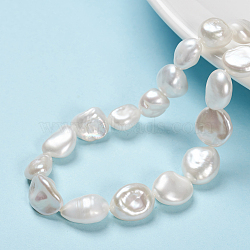 Natural Baroque Pearl Keshi Pearl Beads Strands, Cultured Freshwater Pearl, Nuggets, White, 11~19x9~14x5~8mm, Hole: 0.2mm, about 35pcs/strand, 15.5 inch(PEAR-K004-33)