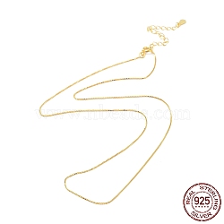 925 Sterling Silver Chain Necklace, Box Chains, with S925 Stamp, Long-Lasting Plated, Real 18K Gold Plated, 16.26 inch(41.3cm)(NJEW-A011-03A-G)