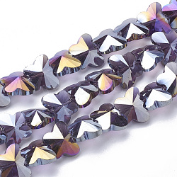 Electroplate Glass Beads, AB Color Plated, Faceted, Butterfly, Indigo, 12x14.5x7.5mm, Hole: 1mm(EGLA-Q091-14mm-B03)