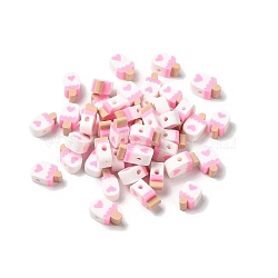 Handmade Polymer Clay Beads, Ice Cream, Pink, 10.5x6x4.5mm, Hole: 1.8mm(CLAY-H005-18B-01)