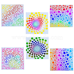 6Pcs 3 Styles Square Mandala PET Plastic Hollow Out Drawing Painting Stencils Templates, Mixed Shapes, 150x150x0.3mm, 2pcs/style(DIY-GF0008-54)