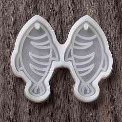 DIY Silicone Pendant Molds, Resin Casting Molds, Clay Craft Mold Tools, White, Fish, 39x45x4mm, Hole: 3mm, Inner Diameter: 36x20mm(SIMO-Z005-08F)