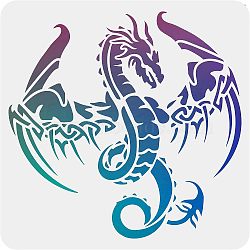 Plastic Reusable Drawing Painting Stencils Templates, for Painting on Scrapbook Paper Wall Fabric Floor Furniture Wood, Square, Dragon Pattern, 300x300mm(DIY-WH0172-135)