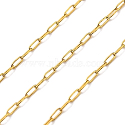 Ion Plating(IP) 304 Stainless Steel Chains, Paperclip Chains, Soldered, with Spool, Golden, 2.2x0.7x0.2mm(CHS-E031-01A-G)
