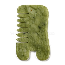 Natural Xiuyan Jade Massage Combs, Massaging Tools for Hair Care Body Relief, Green, 55x91.5x5.5mm(AJEW-K045-01C)
