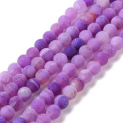 Natural Weathered Agate Beads Strands, Dyed, Round, Plum, 8mm, Hole: 0.5mm, about 47pcs/strand, 13.7 inch(G-K261-01F-8mm)