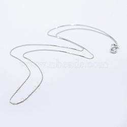 Anti-Tarnish Rhodium Plated 925 Sterling Silver Box Chain Necklaces, with Spring Ring Clasps, with 925 Stamp, Platinum, 18 inch(45cm), 0.6mm(STER-F039-45cm-03P)