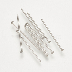 Tarnish Resistant 304 Stainless Steel Flat Head Pins, Stainless Steel Color, 40x0.7mm, head: 1.5mm(STAS-S076-75-40mm)