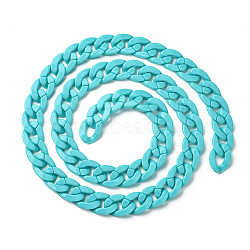 Handmade Opaque Acrylic Curb Chains, Twisted Chain, Oval, for Jewelry Making, Sky Blue, Link: 30x21x6mm, 39.37 inch(1m)/strand(AJEW-JB00564-01)
