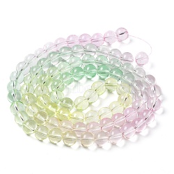 Baking Painted Transparent Glass Beads, Gradient Color, Segmented Multi-color Beads, Round, Dark Sea Green, 10mm, Hole: 1.5mm, about 85pcs/strand, 30.63''~30.91''(77.8~78.5cm)(DGLA-M001-10mm-01)