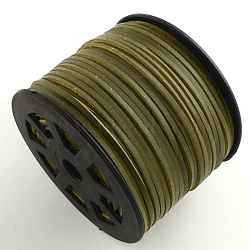 Faux Suede Cord, Faux Suede Lace, with Imitation Leather, Olive, 3x1mm, 100yards/roll(300 feet/roll)(LW-S015-19)