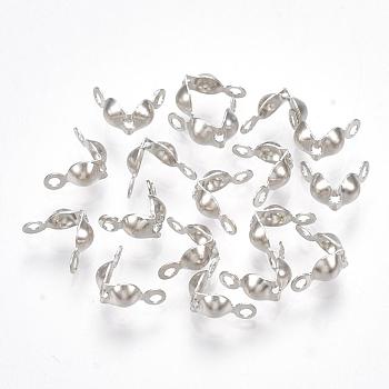 Iron Bead Tips, Calotte End Caps, Clamshell Knot Cover for DIY Crafting, Platinum, 7.5x4mm, Hole: 1mm, Inner Diameter: 3mm