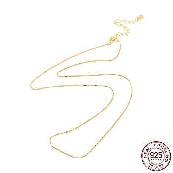 925 Sterling Silver Chain Necklace, Box Chains, with S925 Stamp, Long-Lasting Plated, Real 18K Gold Plated, 16.26 inch(41.3cm)