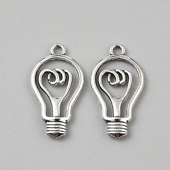 Tibetan Style Alloy Pendants, Bulb Charms, Antique Silver, 31x17x3.5mm, Hole: 2.3mm