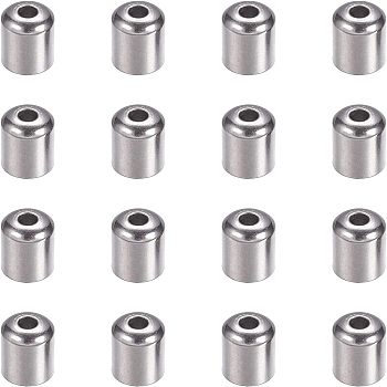 Stainless Steel Cord Ends, End Caps, Column, Stainless Steel Color, 6.5~7x4~6mm, Hole: 1mm, Inner Diameter: 3~4mm, 60pcs/box