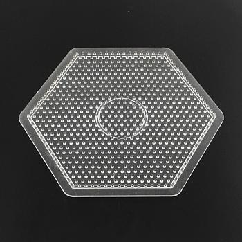Hexagon ABC Plastic Pegboards used for 5x5mm DIY Fuse Beads, Clear, 146x166x5mm