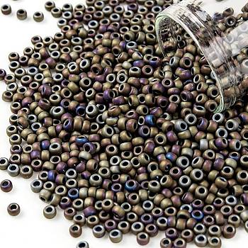 TOHO Round Seed Beads, Japanese Seed Beads, (614) Matte Color Iris Brown, 8/0, 3mm, Hole: 1mm, about 1110pcs/50g