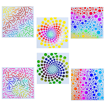 6Pcs 3 Styles Square Mandala PET Plastic Hollow Out Drawing Painting Stencils Templates, Mixed Shapes, 150x150x0.3mm, 2pcs/style