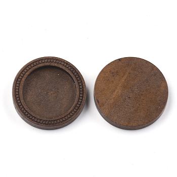 Wood Cabochon Settings, Flat Round, Saddle Brown, Tray: 20~20.5mm, 28x5mm