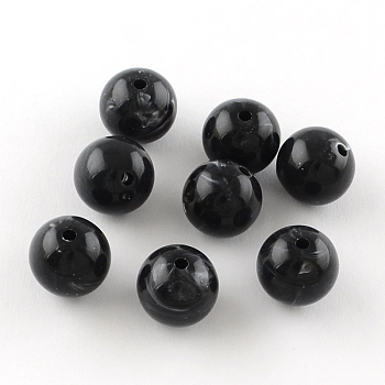 Round Imitation Gemstone Acrylic Beads, Black, 20mm, Hole: 3mm, about 110pcs/500g