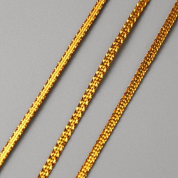 Nylon Braided Ribbon, Clothes Accessories, Flat, Gold, 1/8 inch(3mm), about 109.36 Yards(100m)/Bundle