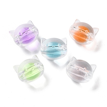 Transparent Acrylic Beads, Bead in Bead, Cat Shape, 16x18.5x15.5mm, Hole: 3.5mm, 188pcs/500g