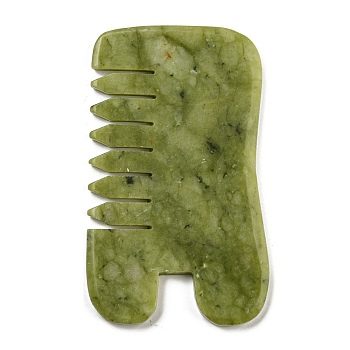 Natural Xiuyan Jade Massage Combs, Massaging Tools for Hair Care Body Relief, Green, 55x91.5x5.5mm