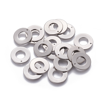 201 Stainless Steel Pendants, Ring, Stainless Steel Color, 16x1mm, Hole: 0.8mm