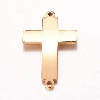 201 Stainless Steel Links connectors, Latin Sideways Cross, Golden, 25x14.5x1mm, Hole: 1mm